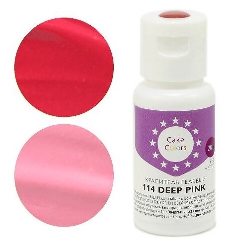 фото Краситель гелевый "Cake Colors" 114 Deep Pink (Темно-розовый), 20 г