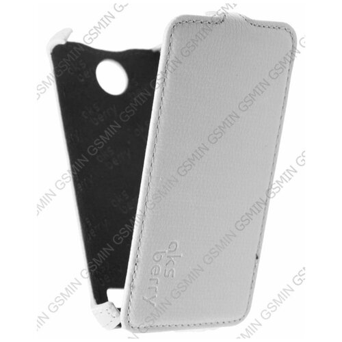 Кожаный чехол для Fly IQ 4400 Era Nano 8 Aksberry Protective Flip Case (Белый)