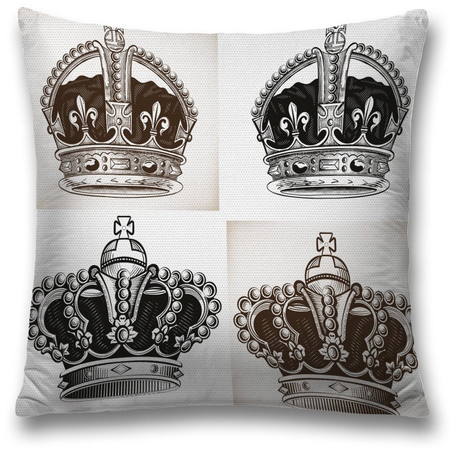 Наволочка декоративная на молнии, чехол на подушку JoyArty "Царская корона" 45х45 см