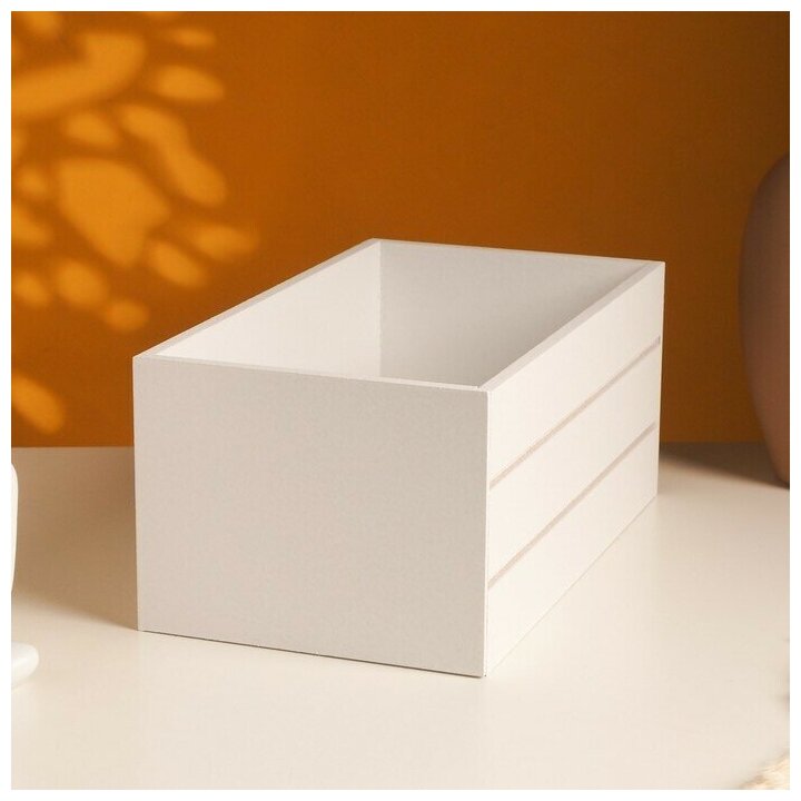 фото Кашпо деревянное 25х14х11 см белый