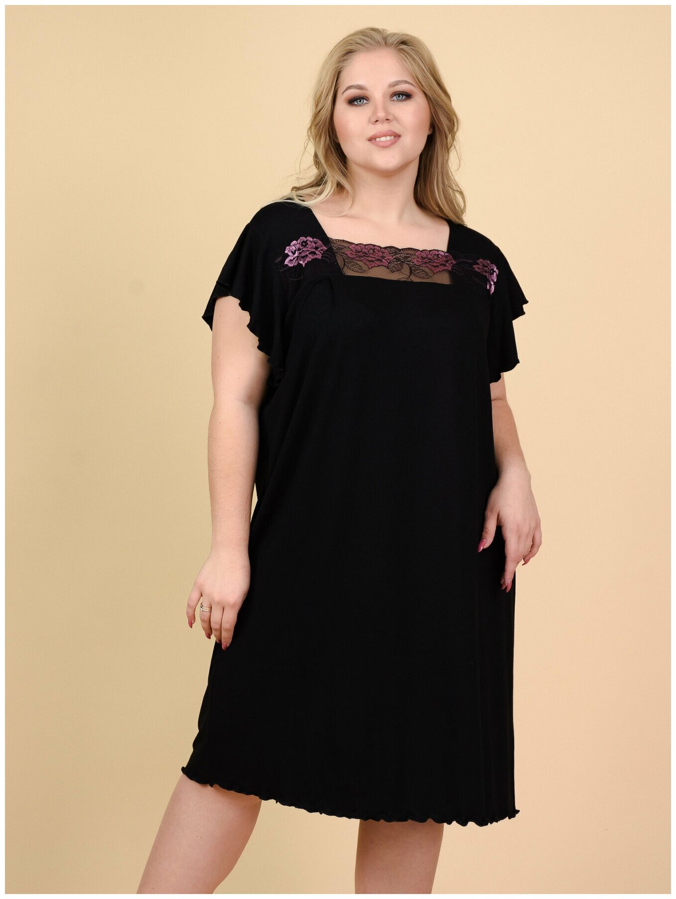 Сорочка НиРо средней длины, без рукава, размер 66, черный - фотография № 7