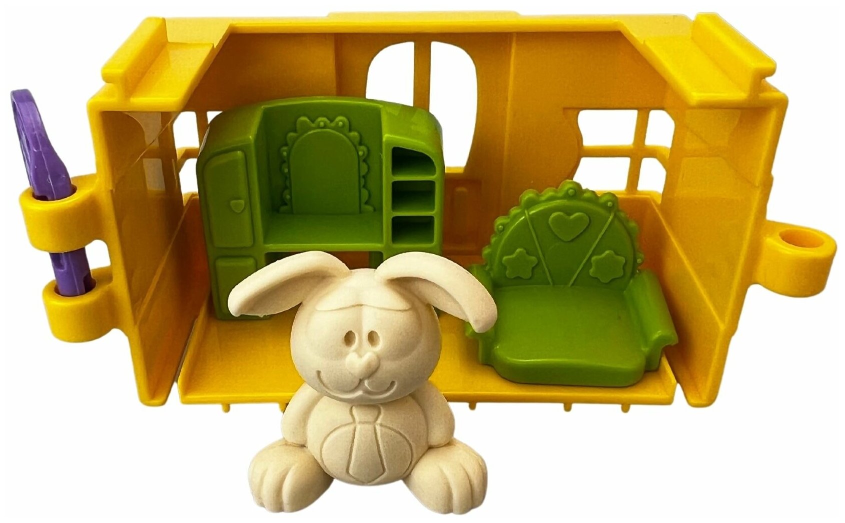 Игрушка детская, Зайкин домик, с фигуркой зайчика, Игровой набор, Гардеробная, игрушки для девочек, желтый, 5 предметов