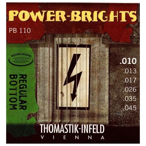 PB110 Power-Brights Regular Bottom Комплект струн для электрогитары, 10-45, Thomastik струны для электрогитары thomastik power brights pb110