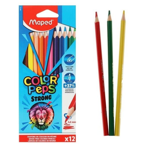 Карандаши 12 цветов, Maped Color Peps Strong, пластиковые, повышенной прочности, европодвес