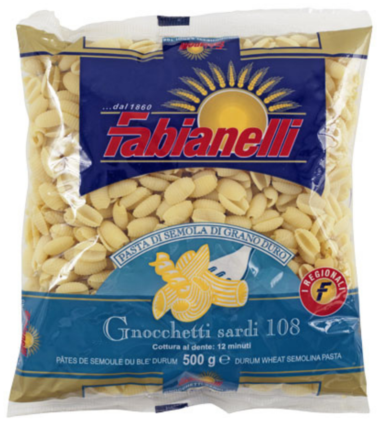 Паста Fabianelli Ньоккетти традиция Сардинии из твердых сортов пшеницы 500 гр
