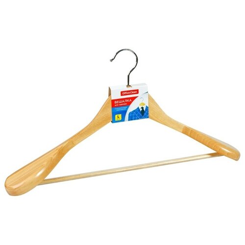 Вешалка-плечики OfficeClean деревянная, анатомическая, антискользящая, 45 см, цвет сосна (301975)