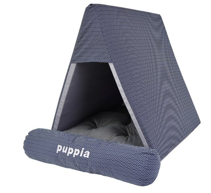 PUPPIA Домик для собак "Wave Check", синий, 50х45х36см - фото №1