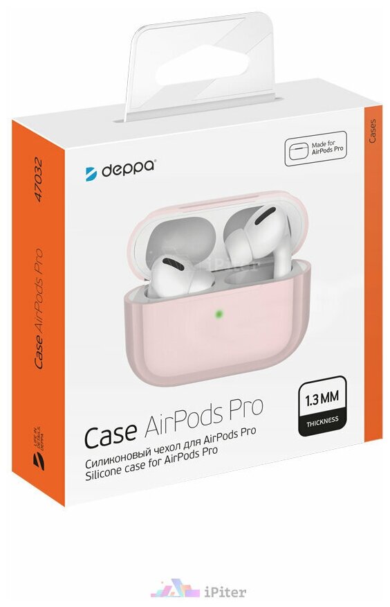 Чехол Deppa для футляра наушников Apple AirPods Pro, силикон, розовый - фото №2