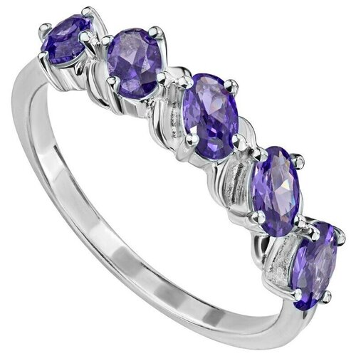 Кольцо Lazurit Online, серебро, 925 проба, серебрение, нанокристалл, размер 22.5, фиолетовый