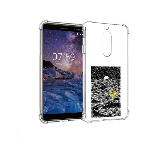 Чехол задняя-панель-накладка-бампер MyPads маяк в черно белом море для Nokia 7 противоударный