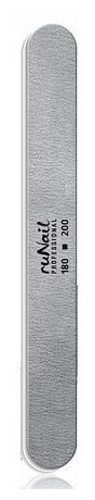 RuNail, Профессиональная пилка для искусственных ногтей серая, закругленная, 180/200 №0561