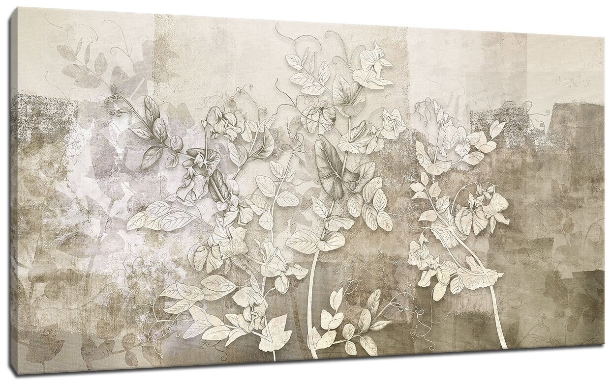 Картина Уютная стена "Удивительные нежные растения в винтажном стиле" 120х60 см