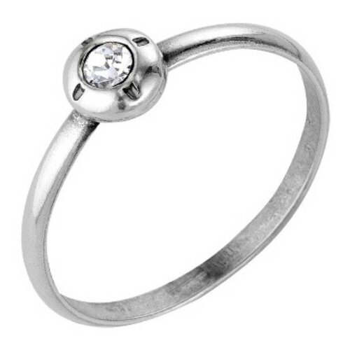 фото Кольцо "классика" круг со вставкой, посеребрение с оксидированием, 18 размер красная пресня