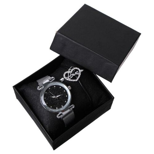 Подарочный набор 2 в 1 Love: наручные часы и кулон, d-3.8 см, ремешок магнит подарочный набор 2 в 1 морской наручные часы d 4 см брелок