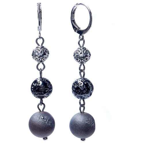 Серьги Lanzerotti, Meteorite, с друзой агата и черной лавой, LZ-1911-540