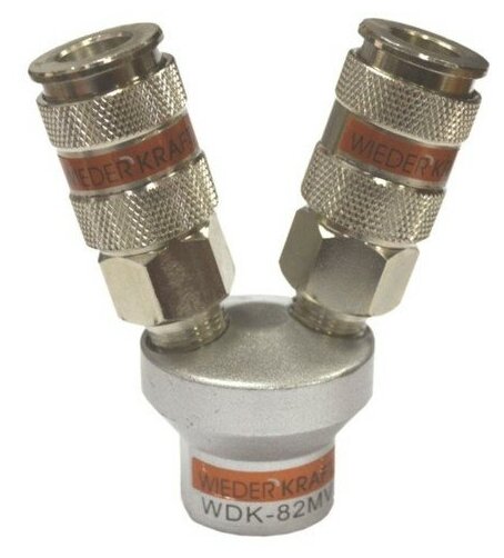 WIEDERKRAFT Разветвитель пневматический V-образный двойной 2 быстроразъемных EU соединения вход 1/4 WDK-82MV
