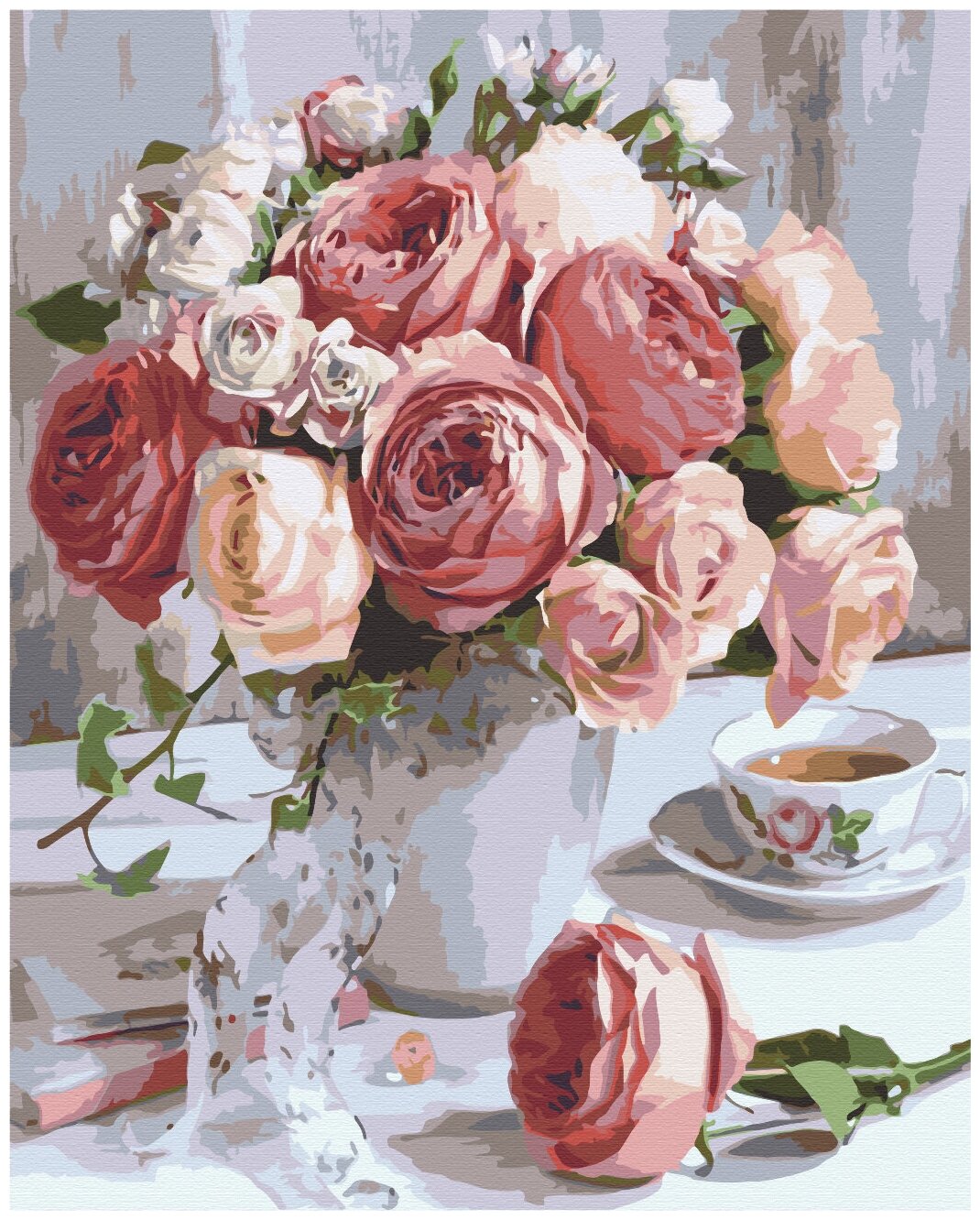 Картина по номерам на холсте с подрамником 40х50 см. Цветы, букеты. "Букет роз", арт. 2638/