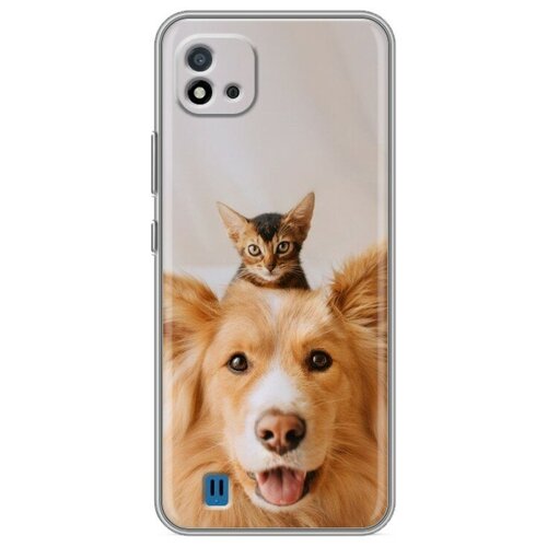 Дизайнерский силиконовый чехол для Realme C20/C11 (2021) Собака и котенок дизайнерский силиконовый чехол для oppo a15 собака и котенок