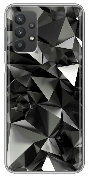 Дизайнерский силиконовый чехол для Самсунг А32 / Samsung Galaxy A32 Черные кристаллы