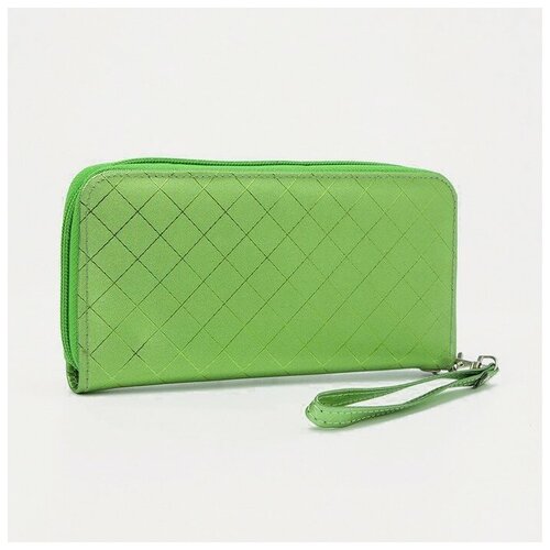 фото Кошелёк молнии, с ручкой, с ручкой, цвет зелёный нет бренда