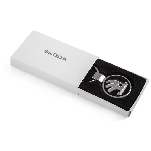 Брелок оригинальный, металлический с чипом Skoda Логотип Официальная коллекция 000087010BL