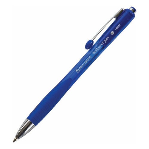 Ручка шариковая автомат. с грипом BRAUBERG Harmony Tone, синяя, хромированные детали, узел 0,7 мм, 143257 4 шт