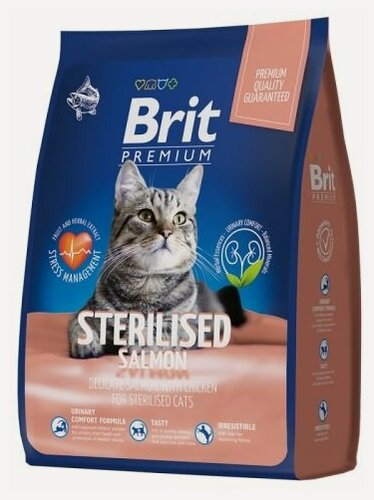 Изображение товара Корм для взрослых стерилизованных кошек Brit Premium Cat Sterilized Salmon & Chicken с лососем и курицей 8 кг