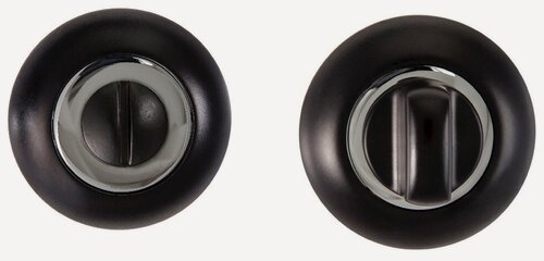 Изображение товара Завертка сантехническая/межкомнатная, накладная, круглая к ручкам ренц, черный/хром блестящий