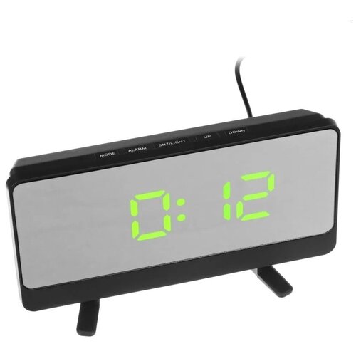 Настольные цифровые часы-будильник (Черные с зелеными цифрами)