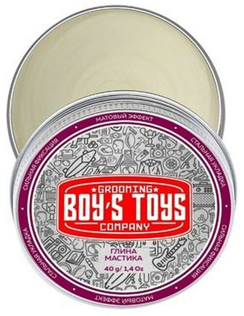 Boys Toys Глина для укладки волос высокой фиксации с низким уровнем блеска Мастика, 40 мл.