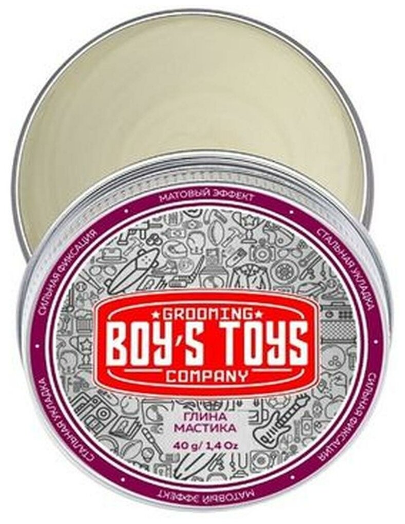 Boy's Toys Глина для укладки волос высокой фиксации с низким уровнем блеска Мастика 40 мл.