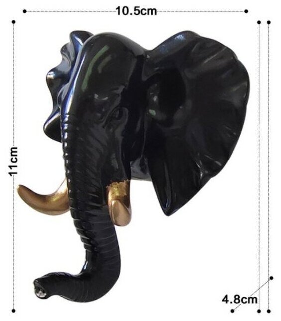 Декор настенный-вешалка "Слон" 11 х 10.5 см, черный - фотография № 6