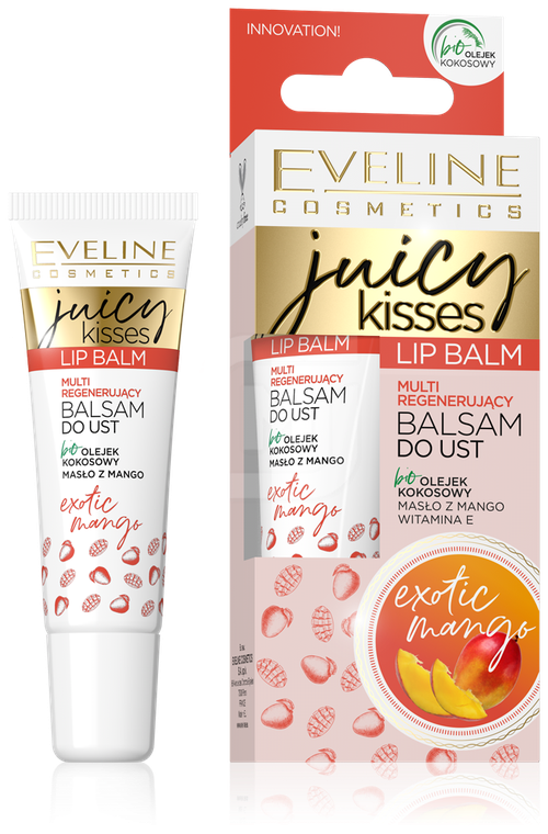 EVELINE JUICY KISSES Интенсивный увлажняющий бальзам-маска для губ MANGO SMOOTHIE 12мл