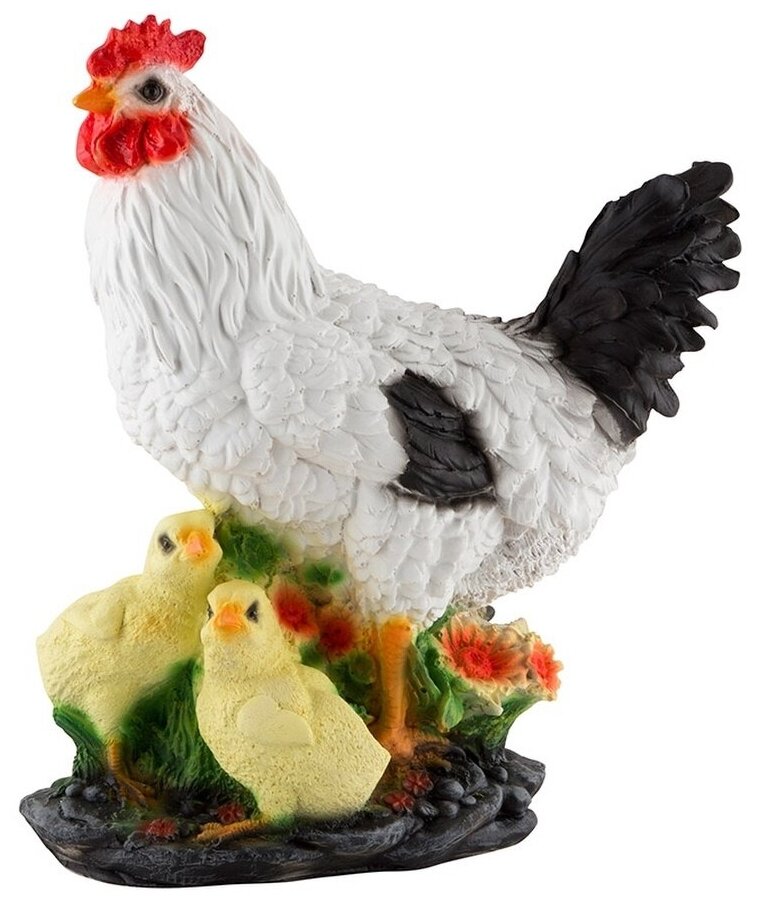 Фигурка садовая "Курица с цыплятами" H-30см - фотография № 1