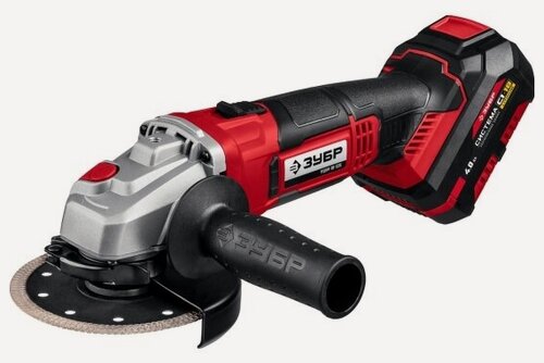 Изображение товара Углошлифовальная машина аккумуляторная Зубр УШМ-18-125-41 серия «мастер», 1 АКБ (4Ач), в кейсе