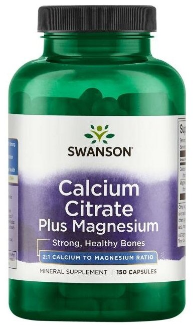 Calcium Citrate Plus Magnesium 2:1 (Цитрат кальция плюс магний) 150 капсул (Swanson)