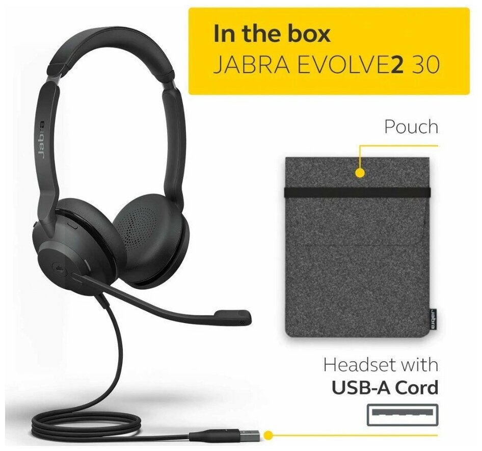 Jabra Evolve2 30 USB-A MS [23089-999-979] - Проводная стерео-гарнитура с разъемом USB-A MS