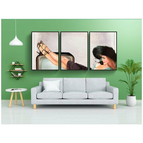 фото Набор модулных постеров для интерьера "винтаж, ретро, телевидение" 60x90 см. в тубусе, без рамки lotsprints