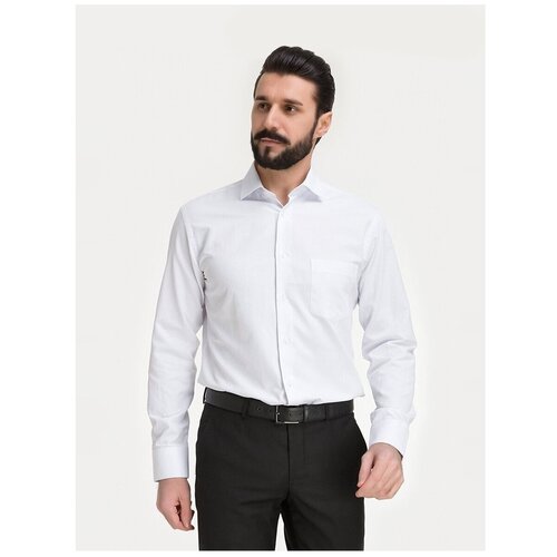 фото Рубашка мужская длинный рукав greg 111/199/36005/z_gb, полуприталенный силуэт / regular fit, цвет белый, рост 164-172, размер ворота 42