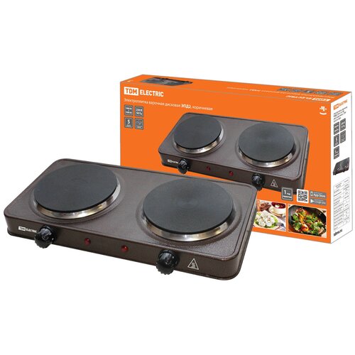Электроплитка двухконфорочная TDM SQ2504-0009 ЭПД2 230 В 2х1 кВт диск коричневая 1 шт 280600₽