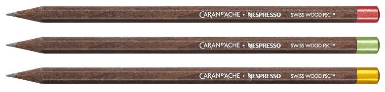 Набор карандашей ч/г Carandache Swiss Wood Nespresso 348.100 2мм коричневый карт.уп. (3шт)