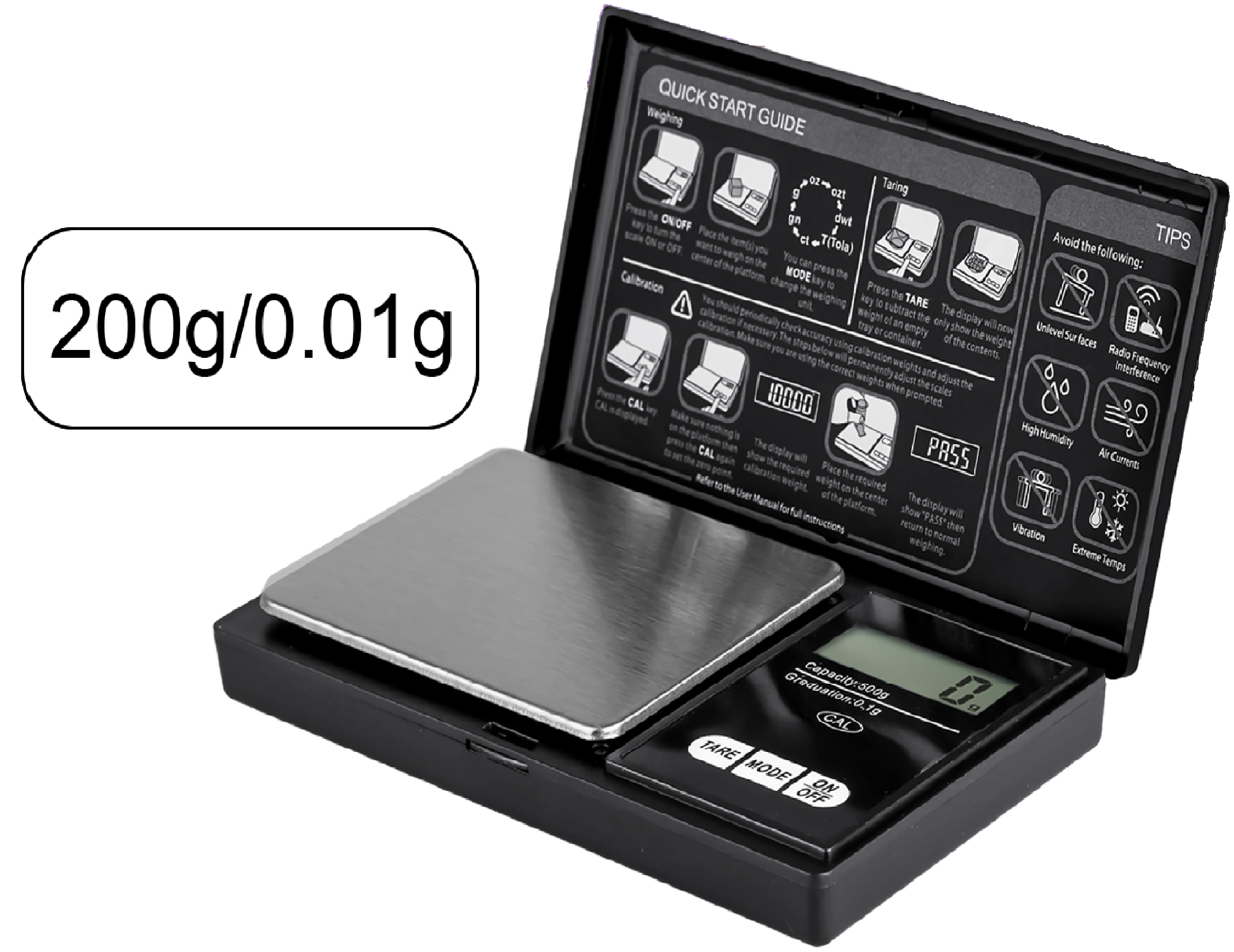 Электронные весы профессиональные ювелирные кухонные карманные весы с точностью до 0.01 грамм и максимальным весом 200 грамм POCKET SCALE