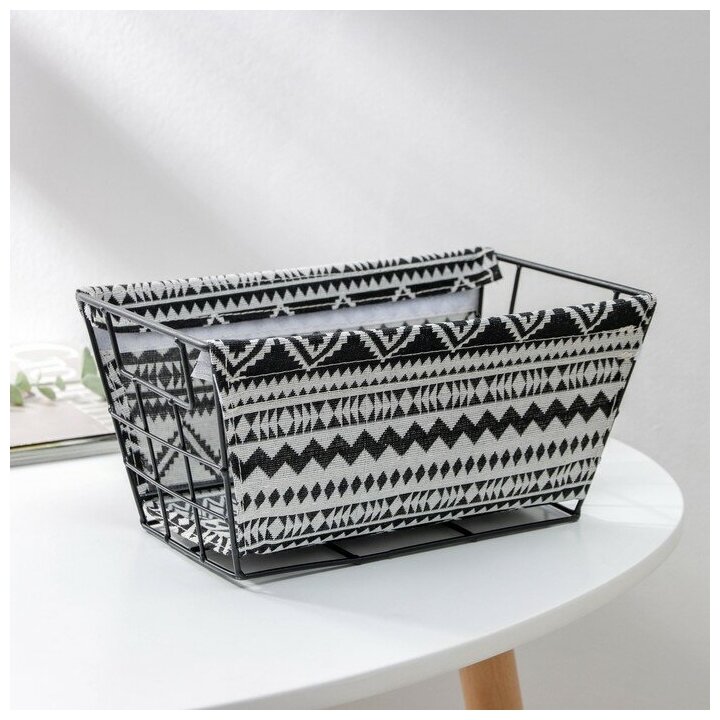 фото Корзина для мелочей, коробка для хранения, органайзер для вещей "Марокко", 24,5×15,5×11,5 см, цвет чёрно-белый