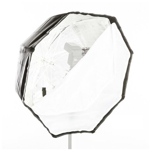 Комплект зонт-софтбокс с отражающим серебряным куполом 80 см и съемным диффузором Fotokvant U-80SO