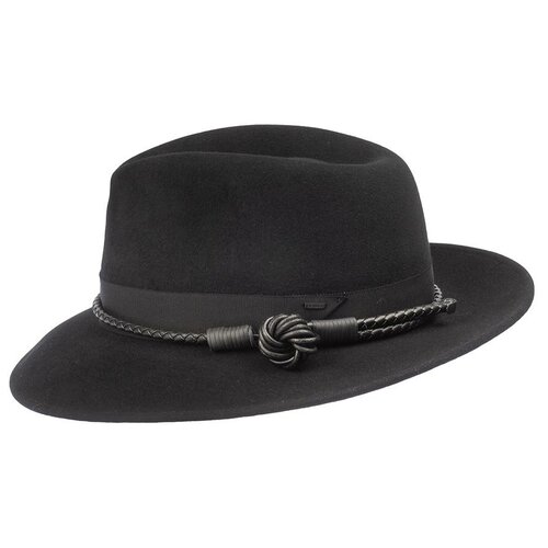 фото Шляпа федора bailey, шерсть, хлопок, подкладка, размер 61, черный