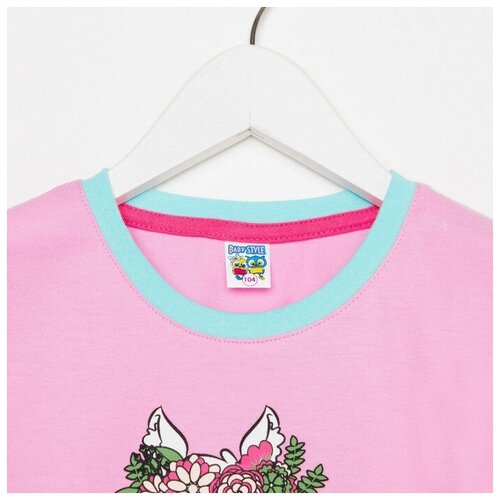 Baby Style Комплект (футболка и шорты) для девочки, цвет розовый/ярко-розовый, рост 110