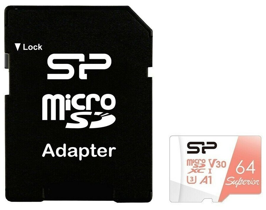 Карта памяти microSDXC 64Gb Silicon Power Superior SP064GBSTXDV3V20SP