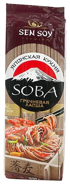 Макаронные изделия Лапша гречневая Soba Sen Soy Premium, 300 г