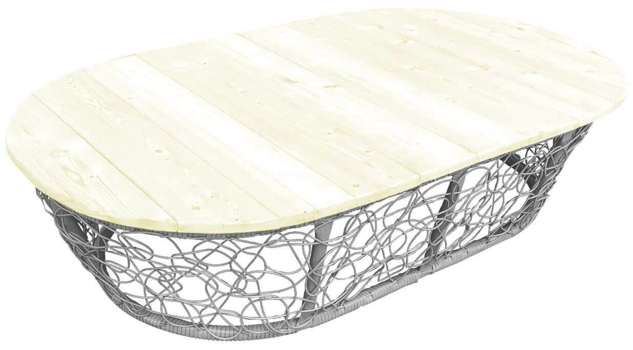 Стол мамасан овальный серый ротанг