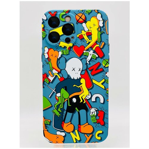 Чехол Kaws Luxo на Айфон 12 Про Макс Чехол Кавс на iPhone 12 Pro Max светящийся в темноте прямоугольный чехол для айфон 12 pro max силиконовый противоударный розовый